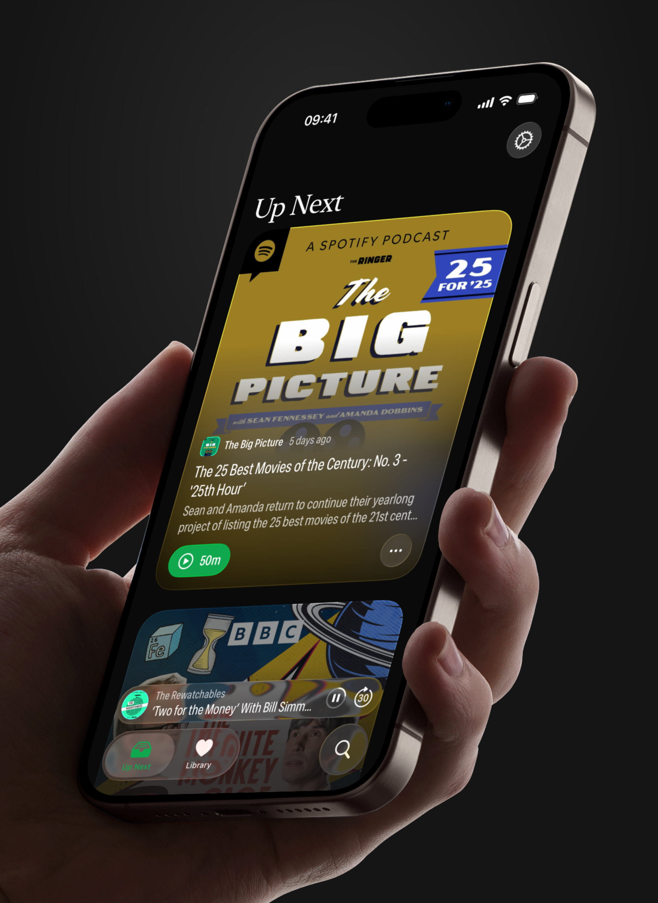 A hand holding an iPhone that's running Peapod